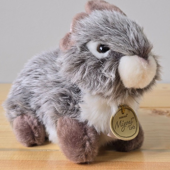 Aurora Miyoni Tots Bunny‎ Rabbit Plush 6" Gray Realistic Stuffed Animal Toy - Picture 1 of 12
